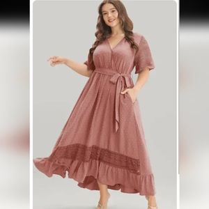 Swiss dot crochet maxi dress